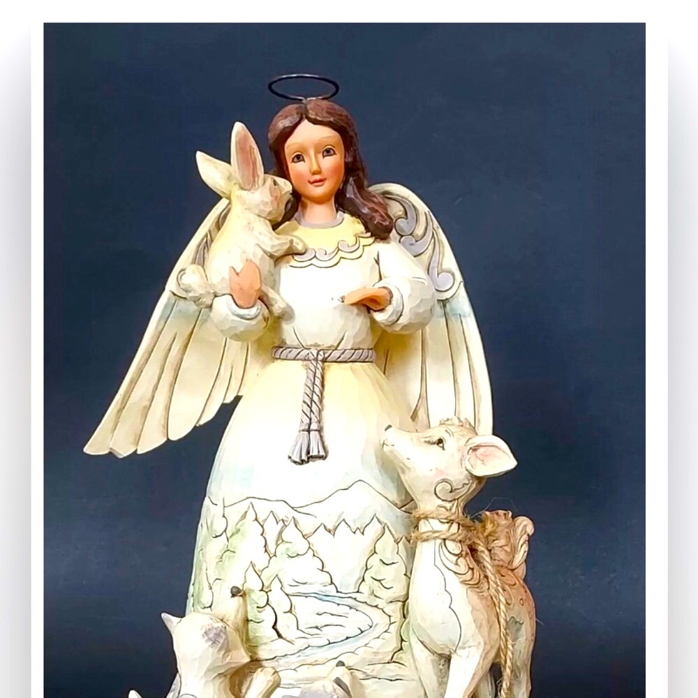 Jim Shore Christmas Angel Peace to All Woodland Animals Deer Fox Racoon Bunny
